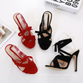 Supper high heeled Black red suede 2020  simple strappy summer sexy women's sandals